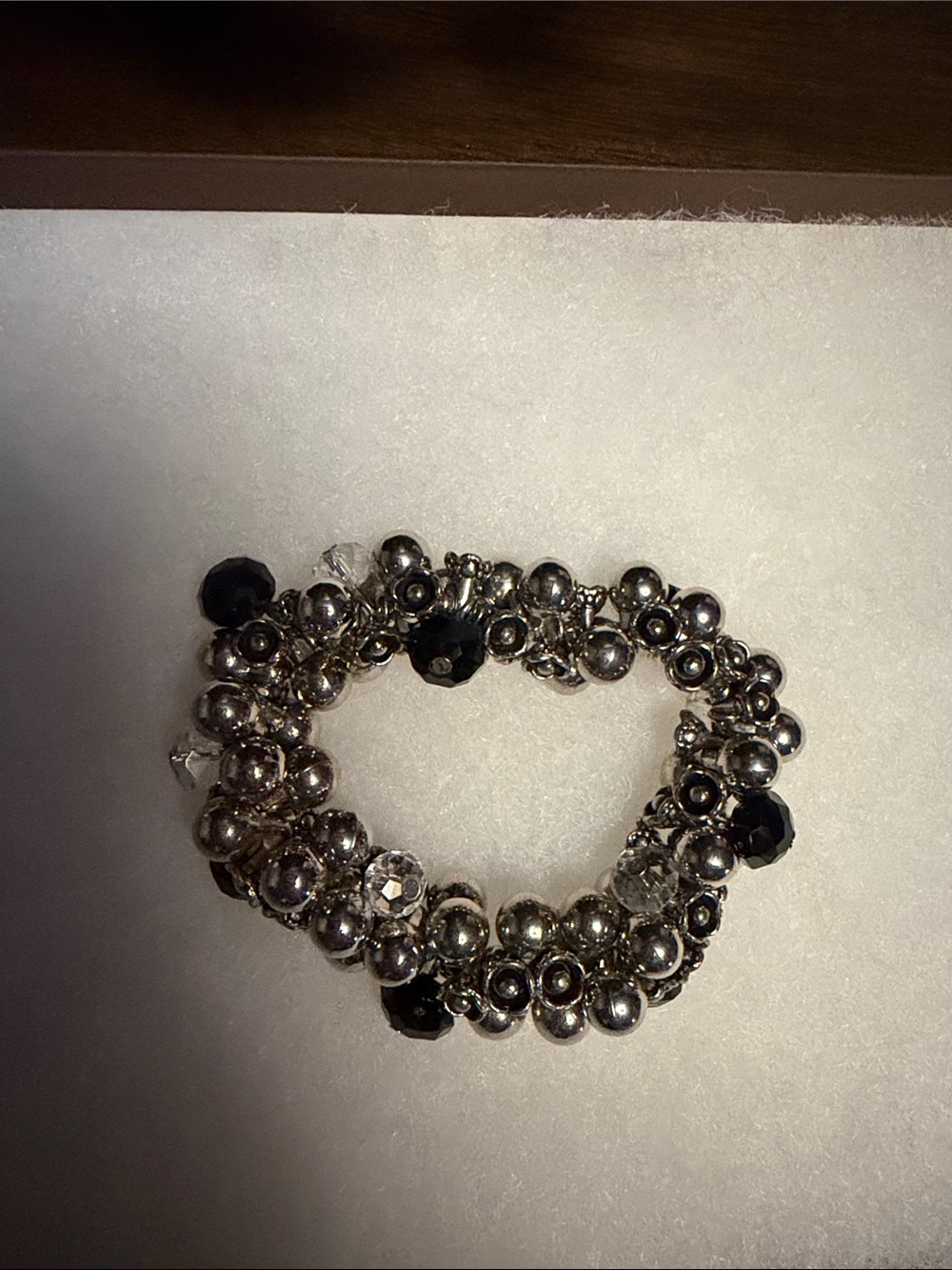 Elegant Silver and Black Beaded Women's Bracelet